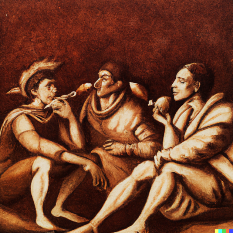 Painting of Romans eating chestnuts