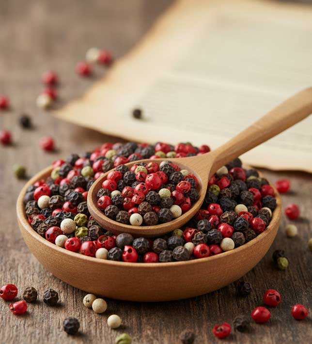 red white green black pepper